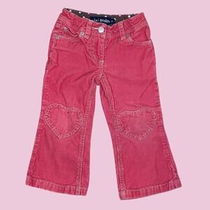 Mini Boden pink corduroy flare heart pants 3T